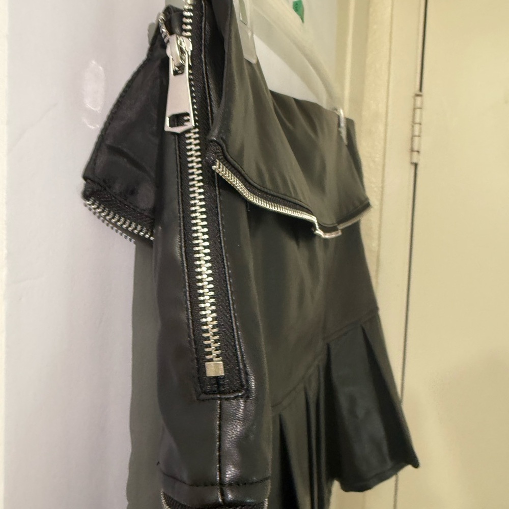 Fashion Nova Black Leather Jacket with Silver Accents